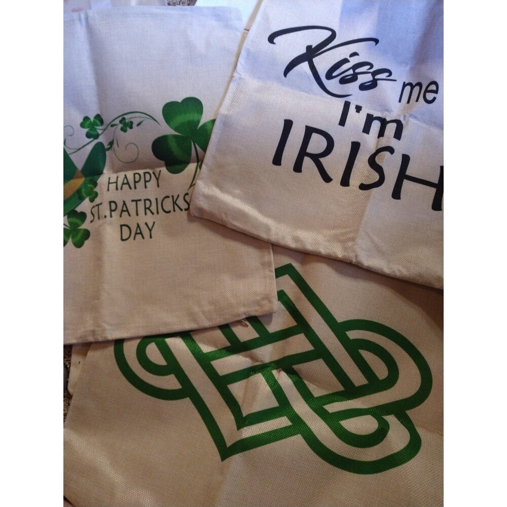 St. Patrick's Day Throw Pillow Covers - 3 Pack - Shamrock Irish Decor - OS 17x17